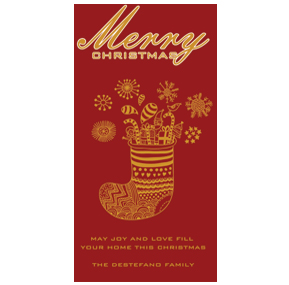 Gold Goodie Filled Stocking Card w-Envelope 4" x 8" business style