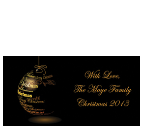 Christmas Card w-Envelope 8" x 4" Golden Etched Christmas Ornaments Business style