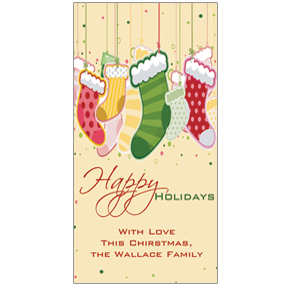 Hanging Holiday Stocking Christmas Card w-Envelope 4" x 8" business style