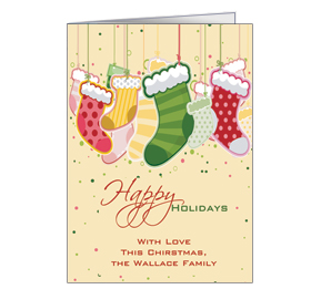 Hanging Holiday Stocking Christmas Card w-Envelope 5.50" x 7.875" business style