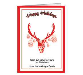 Christmas Happy Holidays Reindeer Antlers Cards  5.50" x 7.875" w-envelope