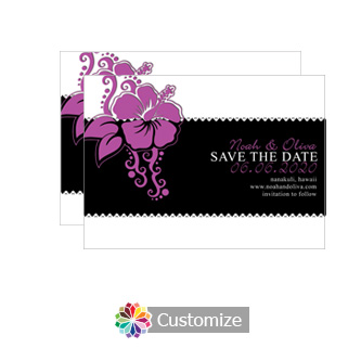 Hawaiian Flower Save the Date Wedding Card 4.5 x 6.25