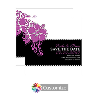 Hawaiian Flower Save the Date Wedding Card 5.25