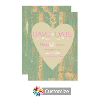 Heart Save the Date Wedding Card 4.5 x 6.25