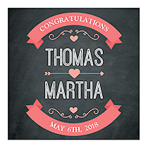 Hearts of Love Chalkboard Style Square Favors Wedding Labels