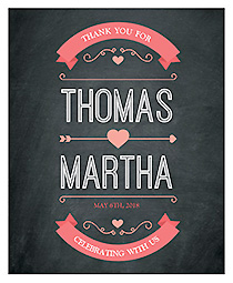 Hearts of Love Chalkboard Style Vertical Big Rectangle Wedding Label