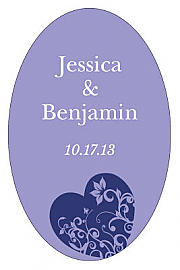 Hearts of Love Large Oval Wedding Labels 3.25x5