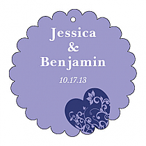 Hearts of Love Scalloped Circle Wedding Hang Tag