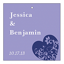 Hearts of Love Square Favors Wedding Hang Tag