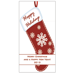 Holiday Snowflake Stocking Card w-Envelope 4" x 8" business style