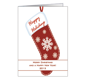 Holiday Snowflake Stocking Card w-Envelope 5.50" x 7.875" business style