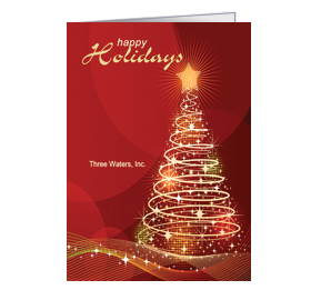 Illuminating Star on Swirly Christmas Tree Card w-Envelope 5.50" x 7.875" business style