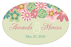 Infinity Floral Wreath Oval Wedding Label