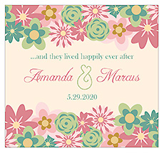 Infinity Floral Wreath Square Wedding Label