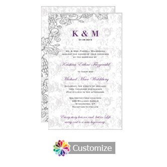 Iron Vine 5 x 7.875 Flat Card Wedding Invitation