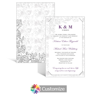 Iron Vine 5 x 7.875 Layered Rectangle w/Vellum Wedding Invitation