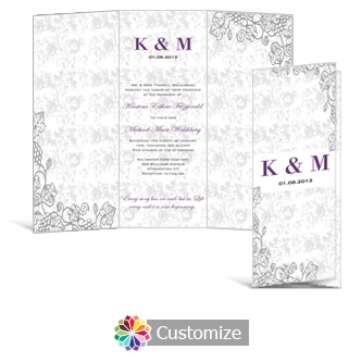 Iron Vine 3.625 x 8.875 Tri-Fold Wedding Invitation