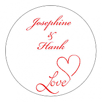 Love Swirly Circle Wedding Labels