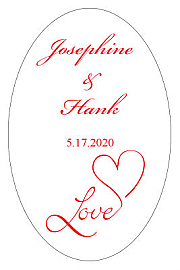 Love Swirly Large Oval Wedding Labels