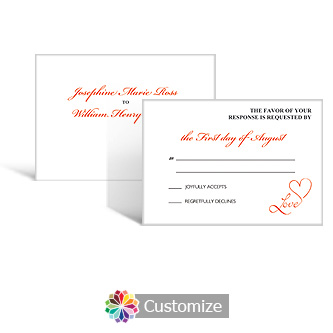 Love Swirly 5 x 3.5 RSVP Enclosure Card - Reception