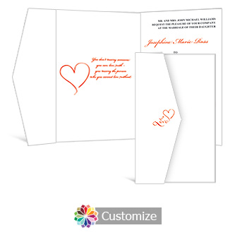 Love Swirly 5 w x 7.875 Double Folded Wedding Invitation