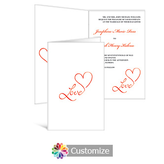 Love Swirly 5 x 7.875 Half-Fold Wedding Invitation