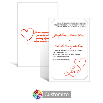 Love Swirly 5 x 7.875 Layered Rectangle w/Vellum Wedding Invitation