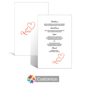 Love Swirly 5 x 7.875 Rectangle Flat Wedding Menu