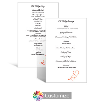 Love Swirly 5 x 7.875 Flat Wedding Program