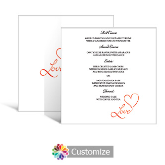 Love Swirly 5.875 x 5.875 Square Wedding Menu