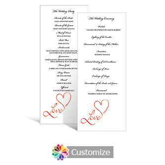 Love Swirly 3.625 x 8.875 Tea-Length Wedding Program