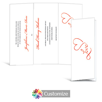 Love Swirly 3.625 x 8.875 Tri-Fold Wedding Invitation