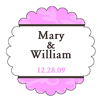 Magnolia Scalloped Circle Wedding Labels