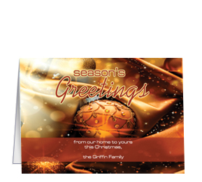 Christmas Card w-Envelope 7.875" x 5.50" Metallic Seasons Greetings Ornaments Business Style