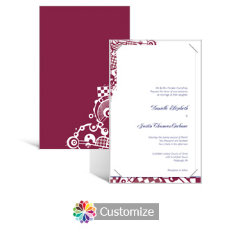 Checkered Orbs 5 x 7.875 Layered Rectangle w/Vellum Wedding Invitation