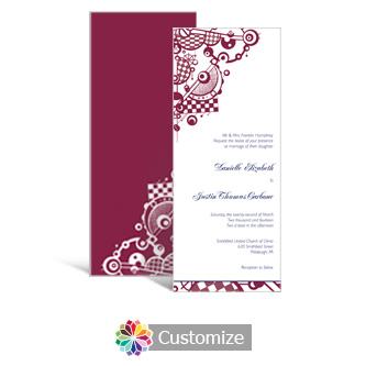 Checkered Orbs 3.625 x 8.875 Tea-Length Wedding Invitation