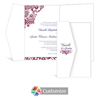 Checkered Orbs 5 x 7.875 Double Folded Wedding Invitation