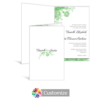 Floral Vines 5 x 7.875 Half-Fold Wedding Invitation