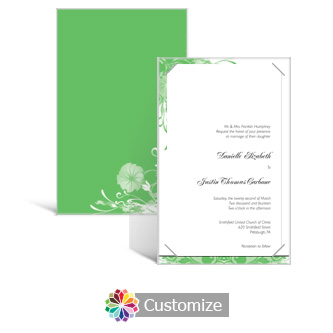 Floral Vines 5 x 7.875 Layered Rectangle w/Vellum Wedding Invitation