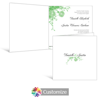 Floral Vines 6 x 6 Square Folded Wedding Invitation