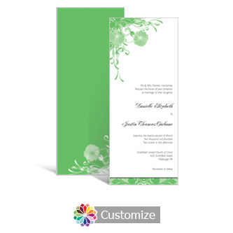 Floral Vines 3.625 x 8.875 Tea-Length Wedding Invitation