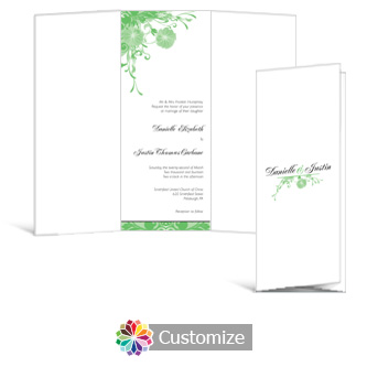 Floral Vines 3.625 x 8.875 Tri-Fold Wedding Invitation