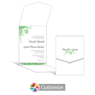 Floral Vines 5.25 x 7.25 Vertical Gate-Fold Wedding Invitation