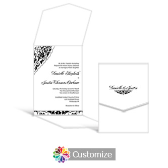 Ivy Lace 5.25 x 7.25 Vertical Gate-Fold Wedding Invitation