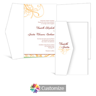 Ornate 5 x 7.875 Double Folded Wedding Invitation