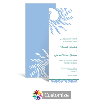 Spiral Wave 3.625 x 8.875 Tea-Length Wedding Invitation