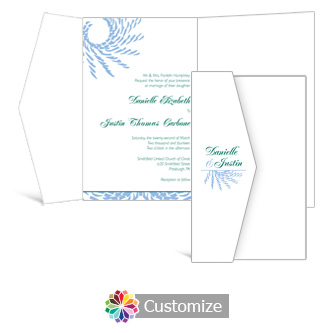 Spiral Wave 5 x 7.875 Double Folded Wedding Invitation