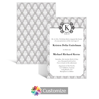 Monogram 5 x 7.875 Layered Rectangle w/Vellum Wedding Invitation