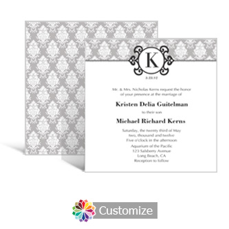 Monogram 5.875 x 5.875 Square Wedding Invitation