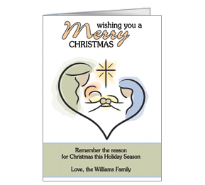 Christmas Card w-Envelope 5.50" x 7.875" Nativity Religious Love Business Style 